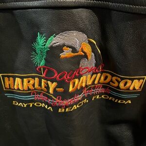 RARE VINTAGE Harley-Davidson Black Leather Bomber Jacket with Embroidered Logo